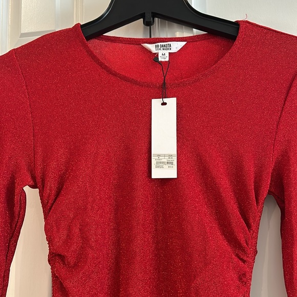 NWT BB Dakota X Steve Madden Crush Bodycon Sheath Red Long Sleeve Dress - Picture 3 of 8